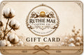 Gift card from Ruthie Mae Coffee Co. with cotton design on a beige background